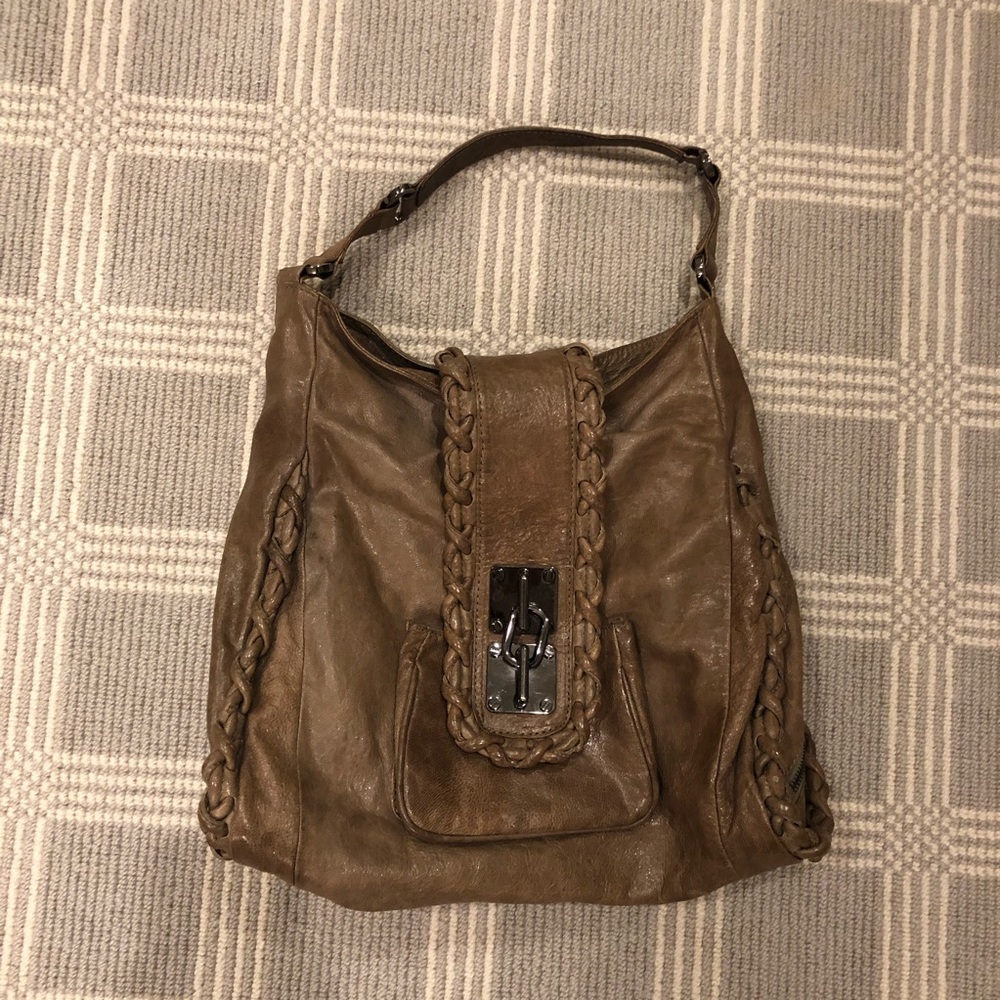 Treesje Brown Braided Hobo Bag